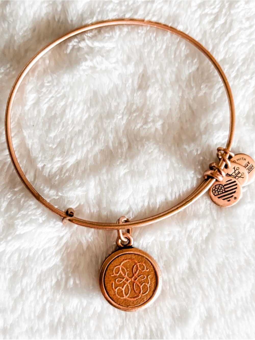 Alex and Ani Path of Life Charm Bangle Bracelet - Rose Gold & Wooden